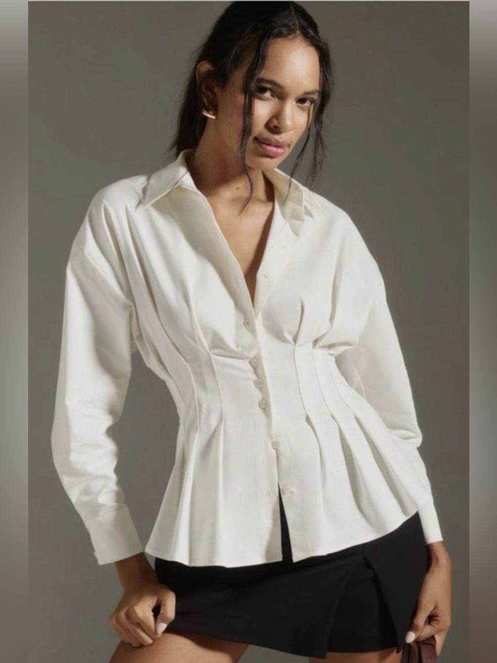 Anthropologie The Tobie Long-Sleeve Pleated Blouse by Exquise MP NEW!!!